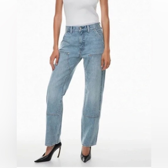 NWT DENIM FORUM the Lou low rise carpenter utility Blue Jeans size 25 - Picture 1 of 9
